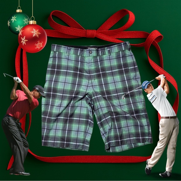 NEW Nike Golf Men's DRI-FIT Plaid Shorts - Green and Black - Picture 7 of 7